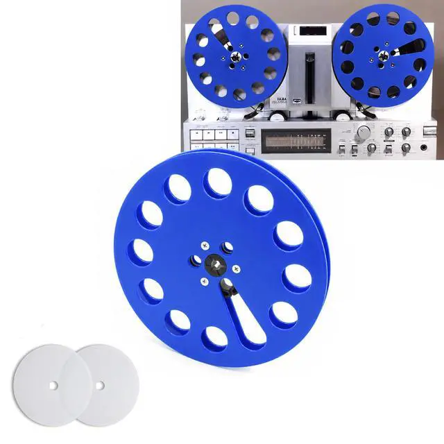 Alt view image 3 of 7 - 7 Inch Empty Takeup Reel for 1/4 Inch Tape Recorder, Blue | Includes 2 silicone pads for secure tape winding, compatible with most open reel tape recorders and recording systems