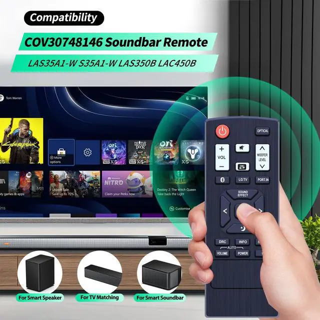 Alt view image 2 of 7 - COV30748146 Remote Control Replacement fit for LG Sound Bar LAS350B LAC450B LAS35A1-W S35A1-W Soundbar Speaker