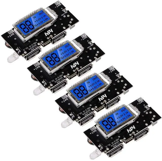 Main image of Dual USB 18650 Battery Charger Protection Module 4pcs, Power Bank PCB Module Board, Dual USB 5V 1A 2.1A