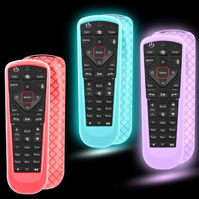Main image of 3 Pack Remote Cover for Dish Network Remote Control 52.0/54.0 | Silicone TV Case Skin Sleeve Glow in The Dark Purple Blue Red