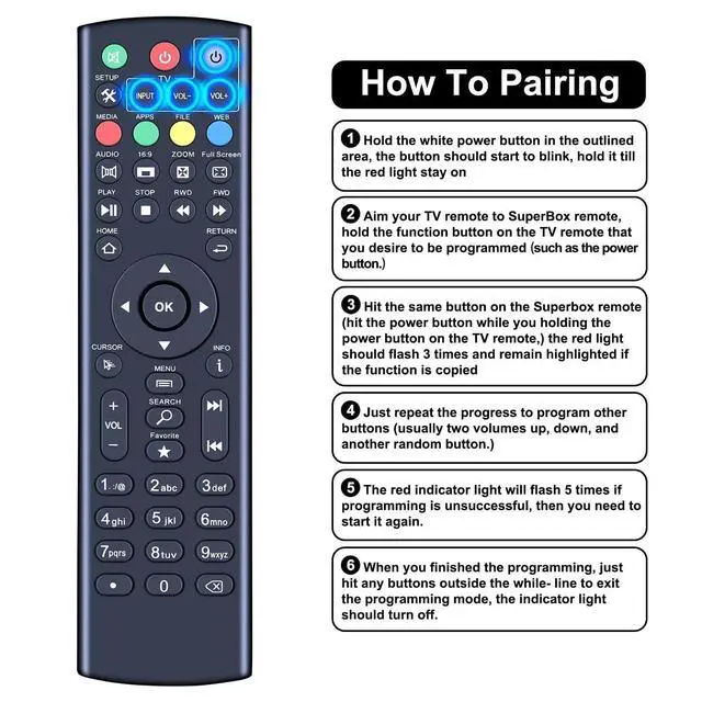 Alt view image 7 of 7 - Replacement Remote Control for Super Box S1, S2, S3, S4, S5, S6, S5 Pro | also for Octastream Q1, Elite II, MAX IV, Elite Max, and MagaBox (Without Voice)