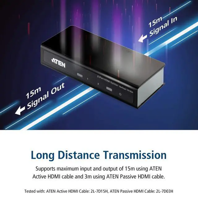 Alt view image 5 of 7 - VS182A HDMI Splitter 2 Out 2-Port 4K 1 in Connect PC Camera DVD Media Player in Up to 2 HDMI Displays Projector Monitor TV Out - Up to 4096 x 2160/3840 x 2160 60Hz - Metal