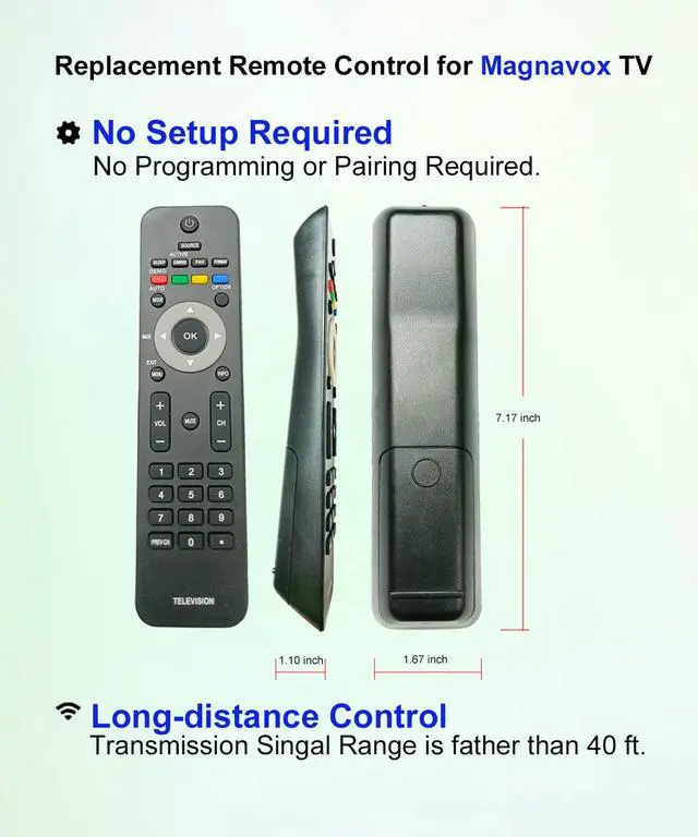Alt view image 2 of 6 - Replacement Remote Control Universal for Magnavox LED TV 42MF437B/37 42MF438B/F7 19MF338B/F7 26MF337B/27 32MF337B/27 37MF337B/37 313923814171 RC2033601/01 313923816951 RC2033603/01 26HF5335D27B