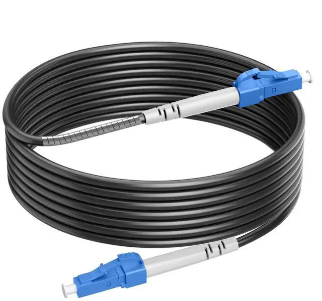 Main image of OS2 LC to LC Armored Fiber Patch Cable Single Mode, 250ft/75m | OD 3.0MM, Simplex Outdoor Fiber Optic Cable Jumper SMF, LSZH, 9/125um, 10G/40G/100G