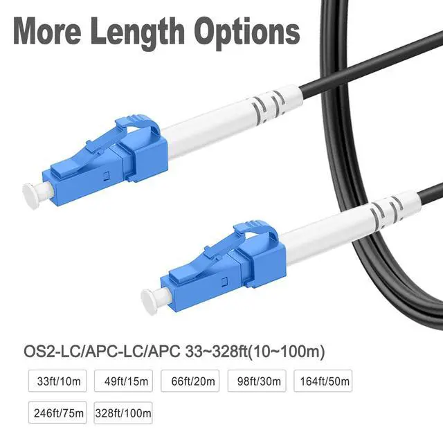 Alt view image 3 of 6 - OS2 LC to LC Armored Fiber Patch Cable Single Mode, 250ft/75m | OD 3.0MM, Simplex Outdoor Fiber Optic Cable Jumper SMF, LSZH, 9/125um, 10G/40G/100G