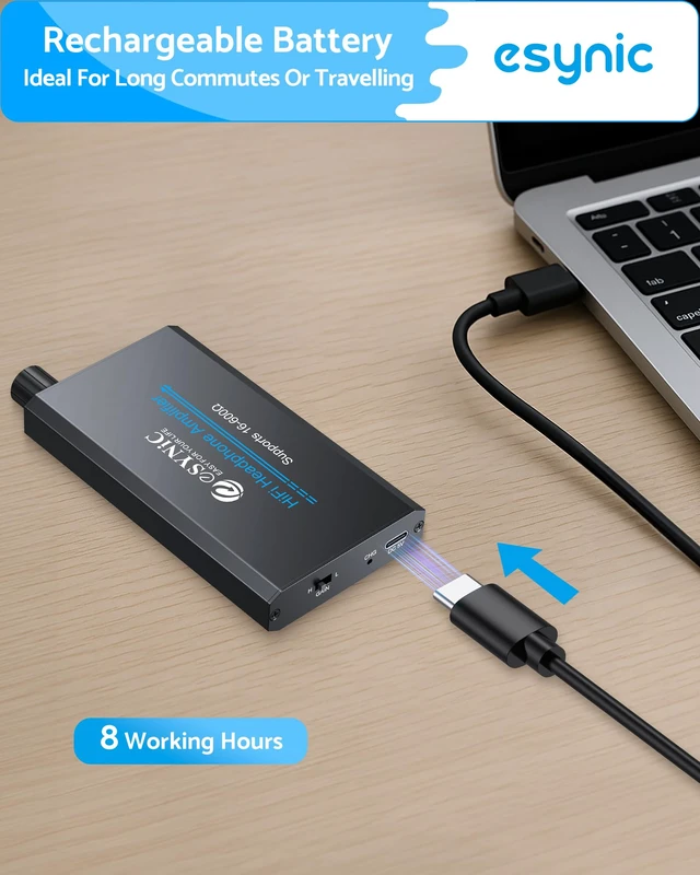 Alt view image 6 of 7 - Rechargeable 16-600 Headphone Amplifier Portable with Gain Switch | 3.5MM Audio Jack-Aluminum Alloy Case-Work with in-ear Headphone-12 Hours Play Time-for Phone/Laptop/Gaming Consoles/Car