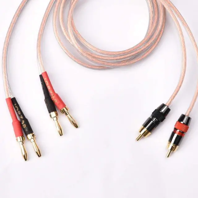 Alt view image 4 of 5 - 2 Pack Audiophile 14 AWG OFC Speaker Wire, with RCA Male (Black & Red) to 2 Banana Plugs (1M(3.3FT))
