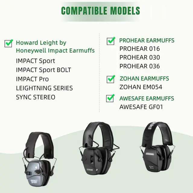 Alt view image 2 of 7 - Gel Ear Pads Fit for Howard Leight by Honeywell Impact Sport, Impact Pro, Sync, Lightning; Ear Cushions Replacement Gel Inserts for ZOHAN EM054, Awesafe, PROHEAR 030, 036, 016 Earmuffs