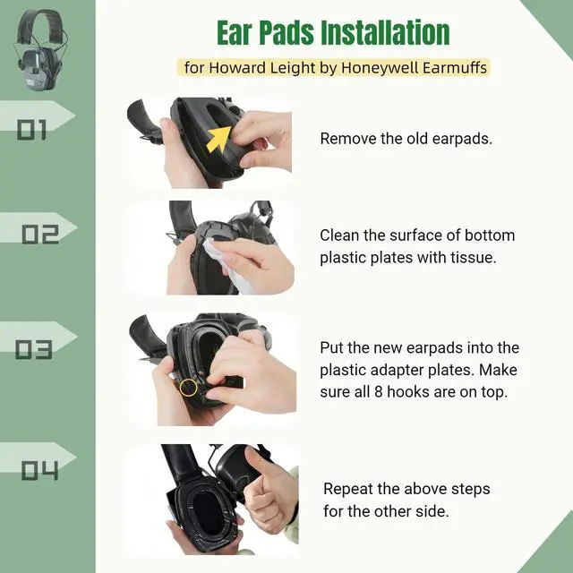 Alt view image 7 of 7 - Gel Ear Pads Fit for Howard Leight by Honeywell Impact Sport, Impact Pro, Sync, Lightning; Ear Cushions Replacement Gel Inserts for ZOHAN EM054, Awesafe, PROHEAR 030, 036, 016 Earmuffs