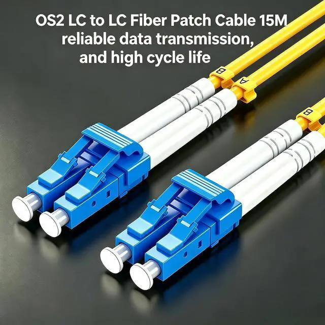 Alt view image 2 of 7 - OS2 LSZH LC to LC Single Mode Fiber Optic Cable 15m/49ft Duplex | UPC Fiber Patch Cord 1G/10GB Fiber jumper for Internet for SFP+ Transceiver, Data Center Switch Router