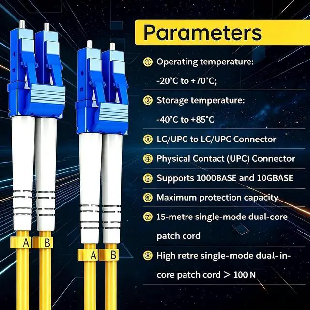 Alt view image 5 of 7 - OS2 LSZH LC to LC Single Mode Fiber Optic Cable 15m/49ft Duplex | UPC Fiber Patch Cord 1G/10GB Fiber jumper for Internet for SFP+ Transceiver, Data Center Switch Router