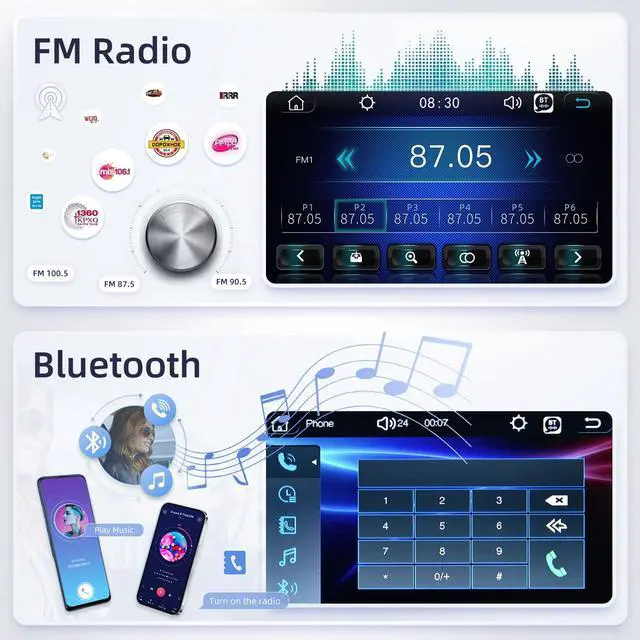 Alt view image 4 of 7 - 10.1 inch Single Din Touchscreen Car Stereo 10 inch Screen 1 Din Radio | with CarPlay and Android Auto/Mirror Link/EQ Audio/1080P/SWC/Bluetooth +Backup Camera