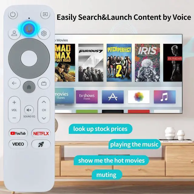 Alt view image 4 of 7 - Replacement Voice Remote Control Compatible with XGIMI Streaming Dongle, for Homatics Stick HD Android TV R-C-OHS-C008, White