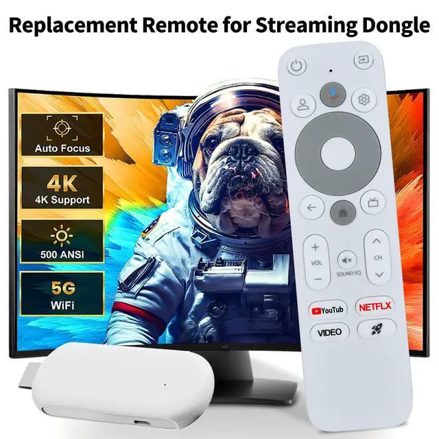 Alt view image 2 of 7 - Replacement Voice Remote Control Compatible with XGIMI Streaming Dongle, for Homatics Stick HD Android TV R-C-OHS-C008, White