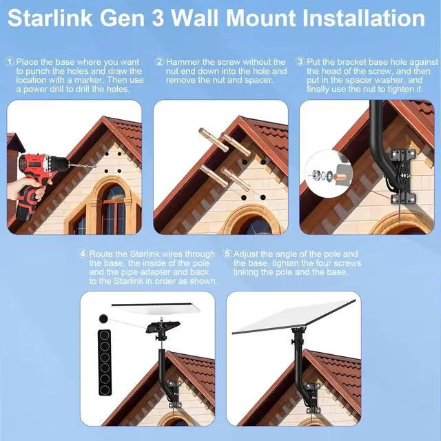 Alt view image 4 of 7 - Starlink Standard Gen 3/4/4X Wall Mount, Adjustable Tilt | Aluminum Alloy Adapter, Heavy Duty Pivot Roof Mounting Kit for Standard Gen 3/4/4X Dish