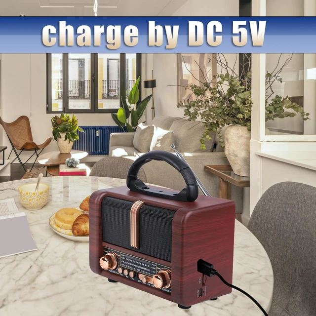 Alt view image 2 of 7 - Retro Portable Radio AM FM SW 3 Band,USB Charging, Shortwave Radio with Bluetooth Speaker,TF Card (Copper)