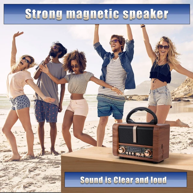 Alt view image 3 of 7 - Retro Portable Radio AM FM SW 3 Band,USB Charging, Shortwave Radio with Bluetooth Speaker,TF Card (Copper)
