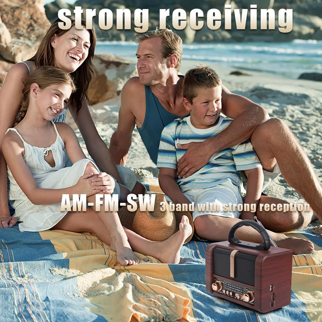 Alt view image 5 of 7 - Retro Portable Radio AM FM SW 3 Band,USB Charging, Shortwave Radio with Bluetooth Speaker,TF Card (Copper)
