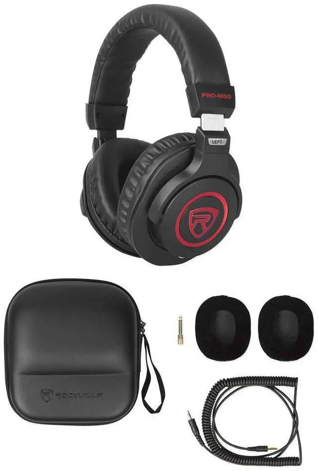 Alt view image 2 of 7 - PRO-M50 SR Studio Headphones 4-Pack Bundle with RHPA4 Amplifier | 40mm Neodymium Drivers, Closed-Back, Detachable Coil Cable, Cases, Stereo/Mono, USB Powered, 1/4" and 3.5mm Outputs, 5-Items