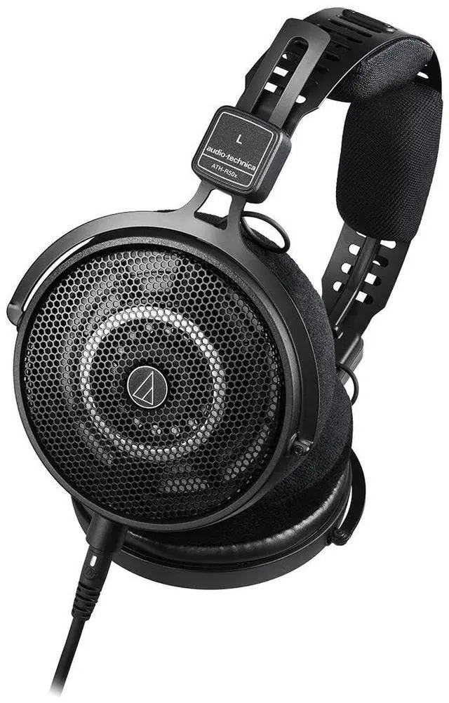 Alt view image 3 of 7 - ATH-R50x Professional Open-Back Over-Ear Reference Headphones, Bundle with Desktop Stand, Black