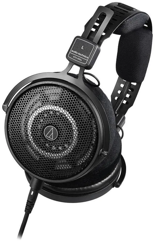 Alt view image 5 of 7 - ATH-R50x Professional Open-Back Over-Ear Reference Headphones, Bundle with Desktop Stand, Black