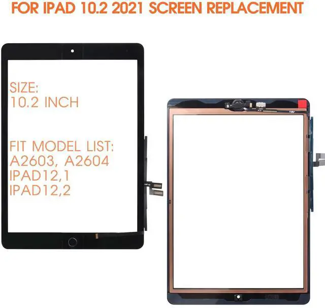 Alt view image 2 of 7 - for iPad 9th(Gen) Screen Replacement Touch Screen for iPad 2021 10.2 for iPad 9 Digitizer Replacement A2604 A2603 A2602 Screen Glass Sensor Black+Home Button+Installation Video