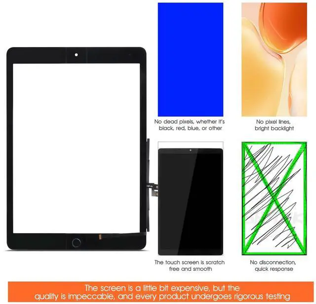 Alt view image 6 of 7 - for iPad 9th(Gen) Screen Replacement Touch Screen for iPad 2021 10.2 for iPad 9 Digitizer Replacement A2604 A2603 A2602 Screen Glass Sensor Black+Home Button+Installation Video