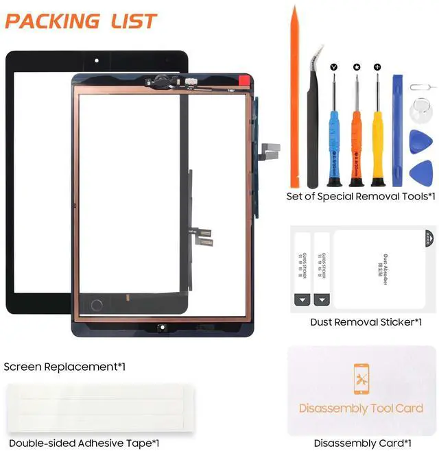 Alt view image 7 of 7 - for iPad 9th(Gen) Screen Replacement Touch Screen for iPad 2021 10.2 for iPad 9 Digitizer Replacement A2604 A2603 A2602 Screen Glass Sensor Black+Home Button+Installation Video