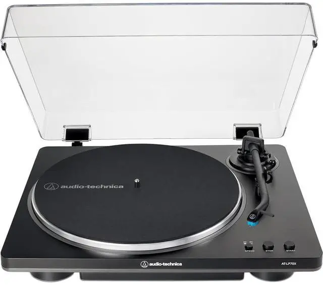 Alt view image 2 of 7 - AT-LP70X-BG Fully Automatic Belt-Drive Turntable, Black/Silver Bundle with 2 YR CPS Enhanced Protection Pack, 12" Platter Mat, Vinyl Record Cleaning Fluid System & Microfiber Cloth