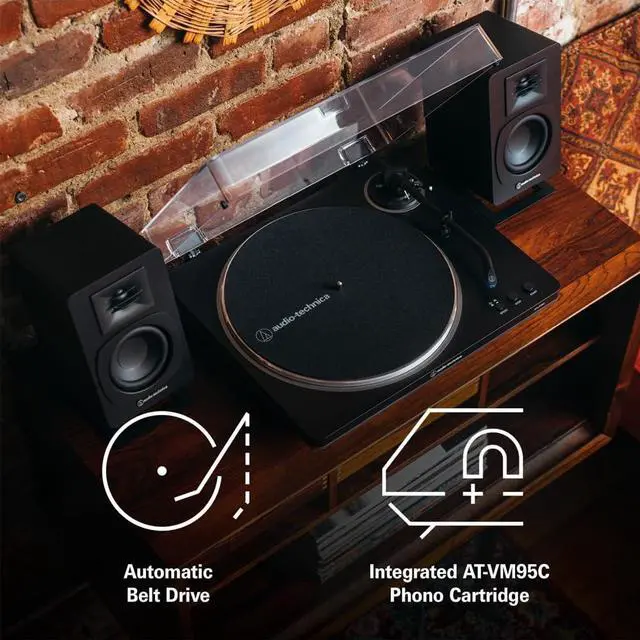 Alt view image 6 of 7 - AT-LP70X-BG Fully Automatic Belt-Drive Turntable, Black/Silver Bundle with 2 YR CPS Enhanced Protection Pack, 12" Platter Mat, Vinyl Record Cleaning Fluid System & Microfiber Cloth