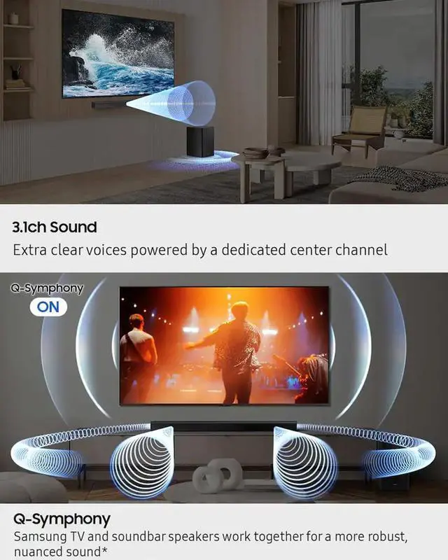 Alt view image 3 of 7 - 3.1ch Soundbar, HW-B650F, with Wireless Subwoofer, Dolby Audio/DTS Virtual:X, Q-Symphony, HDMI ARC for TV Home Theater Surround Sound