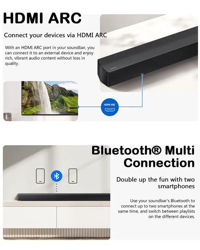 Alt view image 5 of 7 - 3.1ch Soundbar, HW-B650F, with Wireless Subwoofer, Dolby Audio/DTS Virtual:X, Q-Symphony, HDMI ARC for TV Home Theater Surround Sound
