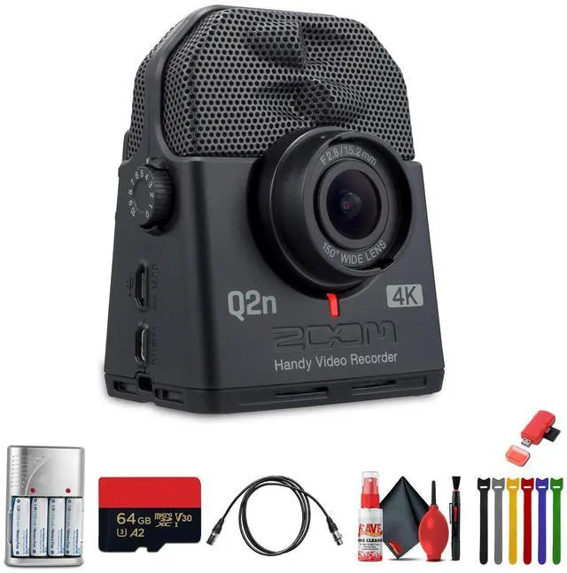 Main image of Q2n-4K Handy Video Recorder Bundle | For Music Video & Livestreaming + 64GB microSDXC Memory Card + Card Reader + XLR Cable + Cleaning Kit + Wire Straps