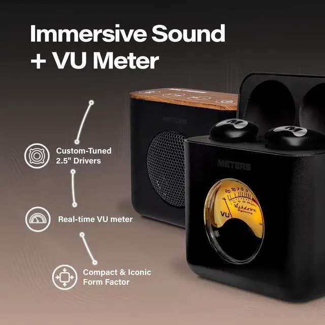 Alt view image 4 of 7 - Linx System - Wireless Bluetooth Speakers & Earbuds with VU Display, HD Audio Quality, 6hr Battery Life - Seamless Music Switch Between Desktop Speakers & Wireless Earbuds