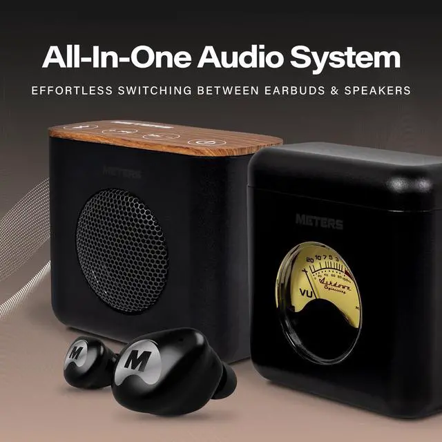 Alt view image 2 of 7 - Linx System - Wireless Bluetooth Speakers & Earbuds with VU Display, HD Audio Quality, 6hr Battery Life - Seamless Music Switch Between Desktop Speakers & Wireless Earbuds