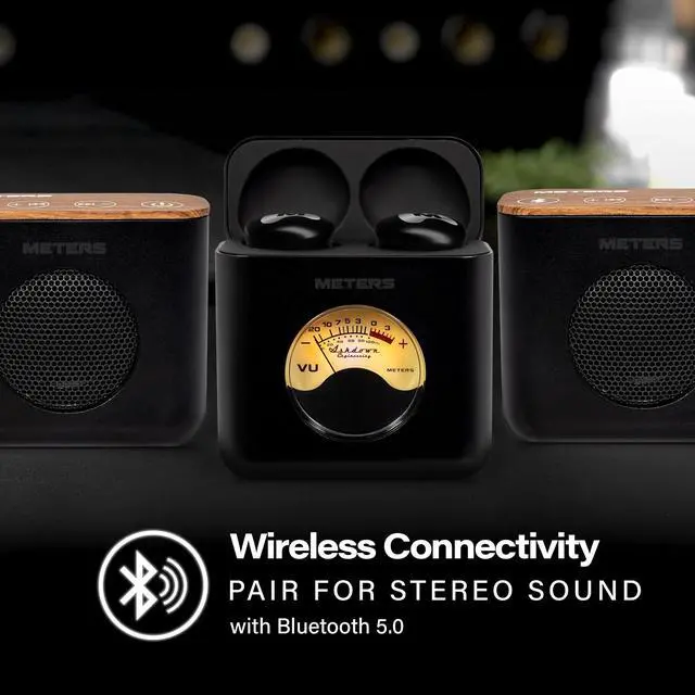 Alt view image 3 of 7 - Linx System - Wireless Bluetooth Speakers & Earbuds with VU Display, HD Audio Quality, 6hr Battery Life - Seamless Music Switch Between Desktop Speakers & Wireless Earbuds