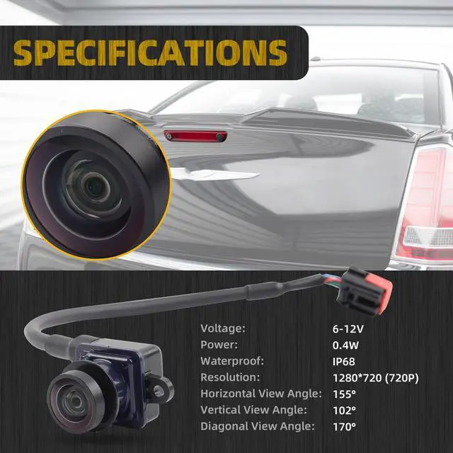 Alt view image 3 of 6 - Backup Camera Compatible with 2011-2014 Dodge Charger Chrysler 300 | 56054058AH Back Up Rear View Park Assist Camera Replaces# 56054058AD 56054058AE 56054058AF 56054058AG
