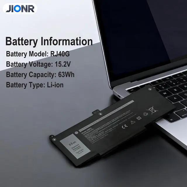 Alt view image 2 of 7 - 63Wh RJ40G Laptop Battery Replacement for Dell Latitude 14 5420 Latitude 15 5520 Precision 15 3560 Series M033W 01K2CF 075X16 WY9DX P137G P137G001 P104F P104F001 0WK3F1 0M3KCN 005R42