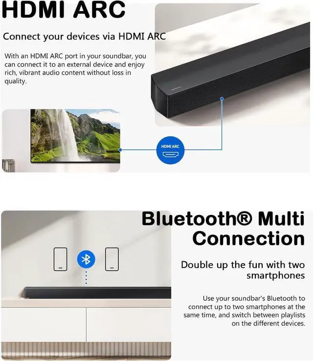 Alt view image 5 of 7 - Soundbar HW-B650F 3.1ch with Subwoofer, Dolby Audio, Powerful Bass Sound Bar for TV, Clear Dialogue, Home Theater Audio System for Movies, Gaming & Music