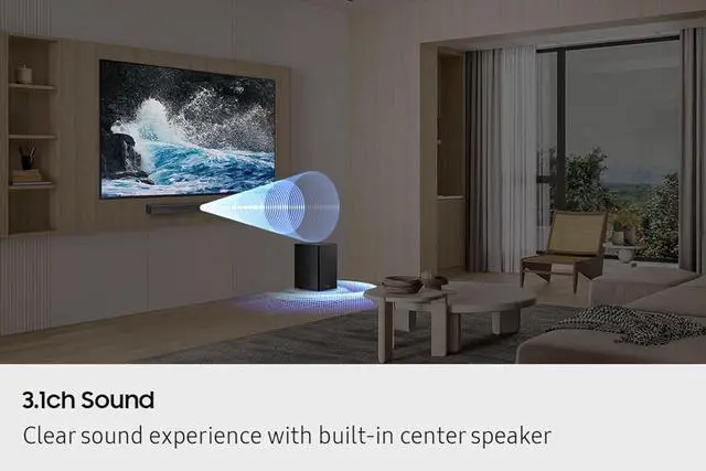 Alt view image 5 of 7 - HW-B650F 3.1ch Soundbar with Wireless Subwoofer, Dolby Audio & DTS Virtual:X, Q-Symphony, HDMI ARC, Bluetooth Surround Sound Home Theater Sound Bar for TV