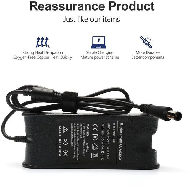 Alt view image 3 of 7 - 65W 3.34A 7.4mm AC Adapter Laptop Charger Compatible with Dell | Latitude 3190 3189 3140 3120 3310 5400 5480 5490 7490 E5500 E5470 E6430 E6500 E6530, Chromebook 11 3120 3180 3189 Series