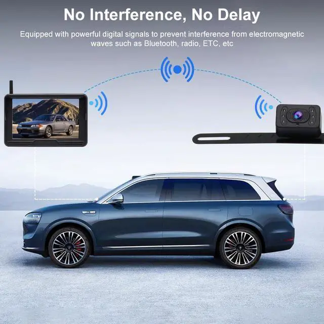 Alt view image 3 of 7 - Wireless Backup Camera System Kit 5 Inch HD 1080P | Digital Signal Transmission, IP69 Waterproof Night Vision Rear View Reverse Camera for Car Pickup Truck RV Camper Van
