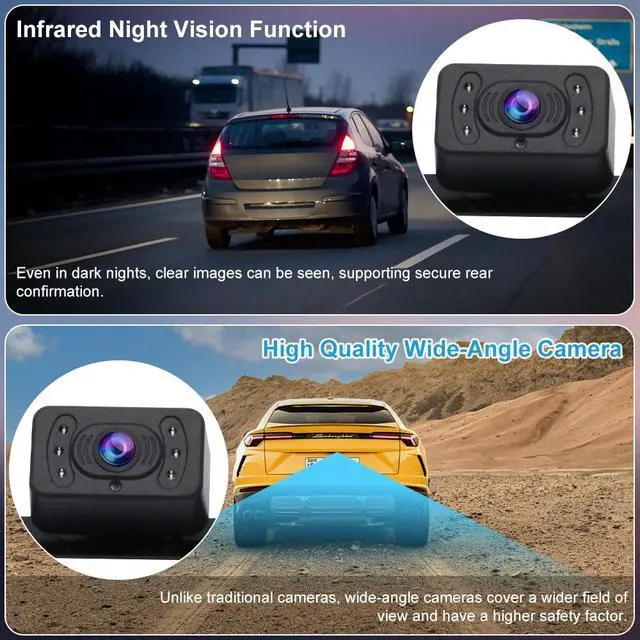 Alt view image 4 of 7 - Wireless Backup Camera System Kit 5 Inch HD 1080P | Digital Signal Transmission, IP69 Waterproof Night Vision Rear View Reverse Camera for Car Pickup Truck RV Camper Van