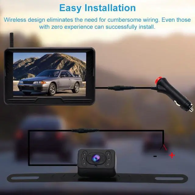 Alt view image 5 of 7 - Wireless Backup Camera System Kit 5 Inch HD 1080P | Digital Signal Transmission, IP69 Waterproof Night Vision Rear View Reverse Camera for Car Pickup Truck RV Camper Van