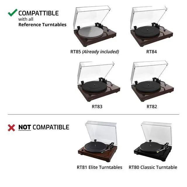 Alt view image 3 of 7 - High Density Frosted Acrylic Platter for Reference Turntables RT82/RT83/RT84/RT85, Includes HiFi Vinyl Record Weight 760 gram Steel LP Disc Stabilizer