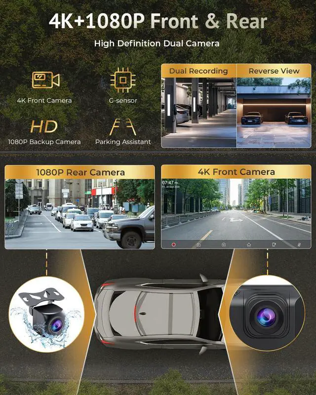 Alt view image 3 of 7 - 10.26" Carplay Screen for Apple Carplay & Android Auto with Dash Cam | 1080p Backup Camera, Split Scree, Wireless Car Play Car Audio Receivers GPS Navigation, Mirror Link, Bluetooth,FM, Siri