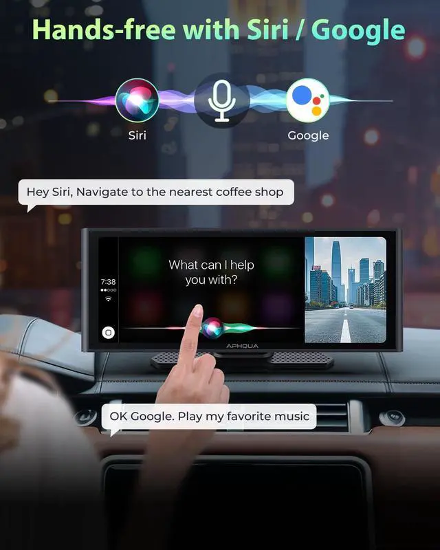 Alt view image 5 of 7 - 10.26" Carplay Screen for Apple Carplay & Android Auto with Dash Cam | 1080p Backup Camera, Split Scree, Wireless Car Play Car Audio Receivers GPS Navigation, Mirror Link, Bluetooth,FM, Siri