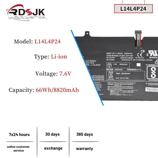 Alt view image 2 of 7 - L14L4P24 L14M4P24 Laptop Battery for Lenovo Yoga 900 900-13ISK 900-131SK 900-13ISK2 900-IFI 900-ISE Yoga 3 Pro 4Pro 4 Pro 900 900-13ISK 80MK 80SD 900-13ISK2 80UE Series 5B10H43261 5B10H55224 7.5V 66Wh