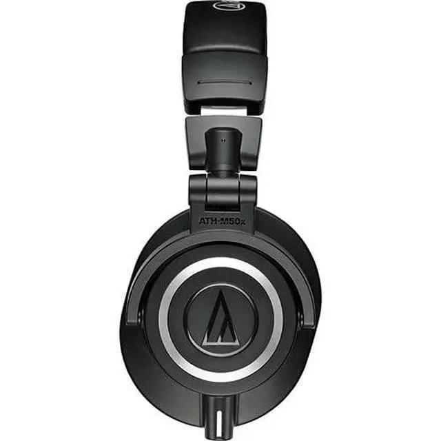 Alt view image 3 of 7 - ATH-M50x Professional Studio Monitor Headphones, Black + Microfiber Cleaning Cloth + Headphone Stand + Headphone CASE + Goby Labs Headphone Cleaner 4 fl oz