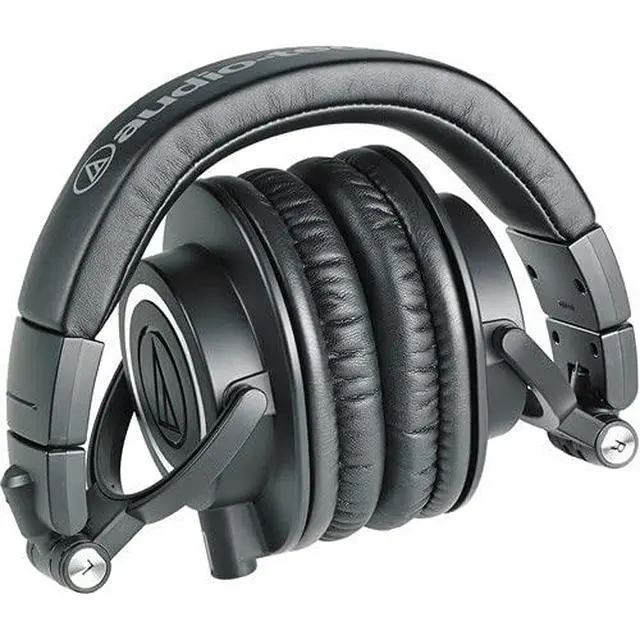 Alt view image 4 of 7 - ATH-M50x Professional Studio Monitor Headphones, Black + Microfiber Cleaning Cloth + Headphone Stand + Headphone CASE + Goby Labs Headphone Cleaner 4 fl oz